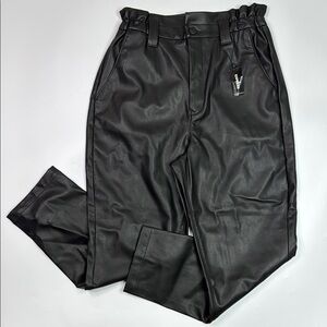 Express Black Ankle High Rise Vegan Leather Pants Size 12R NWT